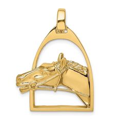 14k Yellow Gold Equestrian Horse Head In Stirrup Necklace Charm Pendant 7.62 Grams. Purity: 14k, Finish: Polished, Length Of Item: 40.7 Mm, Charm/Element Length: 32.7 Mm, Charm/Element Width: 24.6 Mm, Material: Primary: Gold, Width Of Item: 24.6 Mm, Engravable: Not Recommended, Themed, Texture: Textured, Profile Type: Open Back, Bail Width: 7 Mm, Color: Yellow, Bail Length: 9 Mm Made In: Peru Medical Jewelry, Sports Jewelry, School Jewelry, Coin Jewelry, Childrens Jewelry, Themed Jewelry, Gold Polish, Equestrian Style, Religious Jewelry