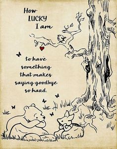 winnie the pooh quote on an old paper background with two bears and a tree