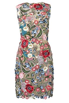 OSCAR DE LA RENTA-Sleeveless Floral Threadwork Cocktail Dress-MULTI Oscar Fashion, Fancy Gowns, Earthy Outfits, Oscar Dresses, Marissa Collections, 2024 Fashion, Stylish Fashion, Formal Gowns, Pretty Dresses