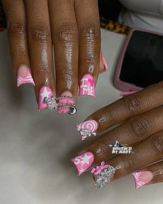 Nails Set, Unique Acrylic Nails, Bling Acrylic Nails