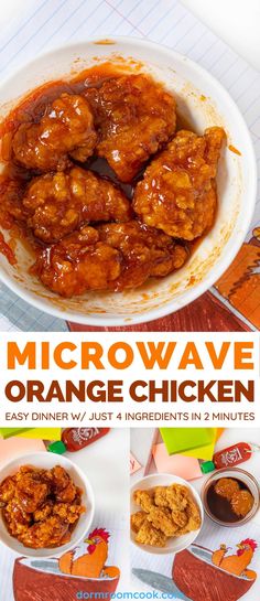 microwave orange chicken recipe with text overlay