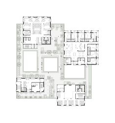 the floor plan for an office building with multiple floors and several rooms, all in different sections