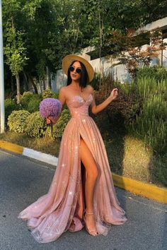 Blush Pink Sweetheart Prom Gown with Elegant Split Pink Prom Dress Long, Sweetheart Evening Dress, Split Prom Dresses, Prom Dresses Long Pink, Prom Dress Long, Strapless Prom Dresses, Formal Wear Dresses, Pink Prom Dress, Long Prom Gowns