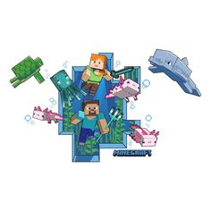 an image of a minecraft paper model with animals and planes flying around the scene