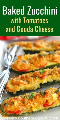 baked zucchini with tomatoes and goulad cheese