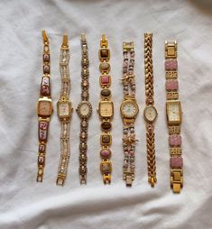 Vintage Gold Watch, Pretty Watches, Accessories Pink, Jewelry Essentials