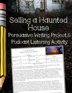 a book cover for selling a haunted house with an image of a pencil in the foreground