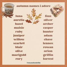 autumn names i adore in english and spanish