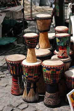 there are many different types of drums on display