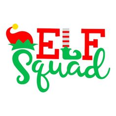 the eff squad logo is red and green with an elf's hat on it