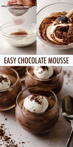 how to make Easy Chocolate Mousse Chocolate Mousse With Cocoa Powder, Quick Chocolate Mousse, Whipped Cream Desserts, Cocoa Powder Recipes, Quick Dessert Recipes, Easy Dessert Recipes