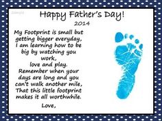 a father's day card with a blue foot print