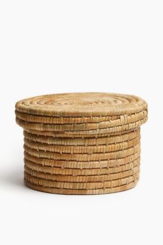 a stack of wicker baskets sitting on top of each other