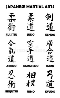 japanese martial art with the words written in different languages