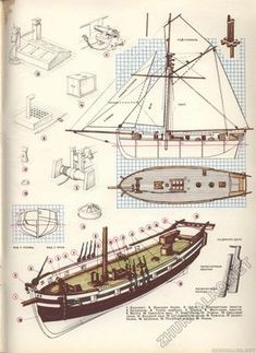 an old book with drawings of boats and plans