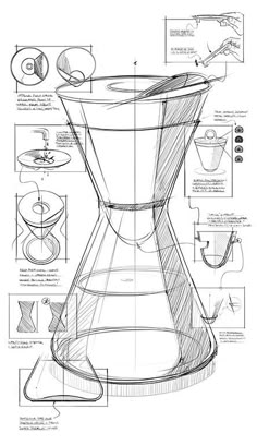 a drawing of a coffee maker with instructions on how to make it and how to use it