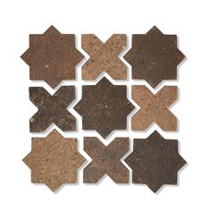 a set of six brown and white tile tiles on a white background, each with different shapes