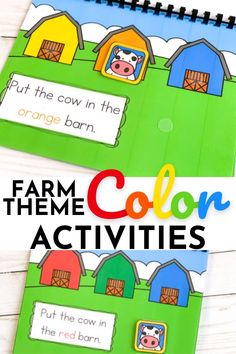 farm theme color activities for kids to learn colors and write the words in their book