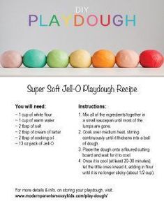 the recipe for play dough is shown here