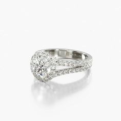 an oval shaped diamond ring with split shans