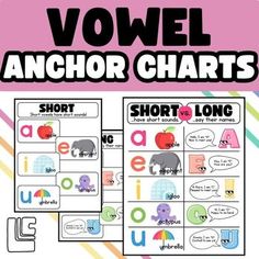 an anchor chart for short and long words with the text voel anchor charts on it