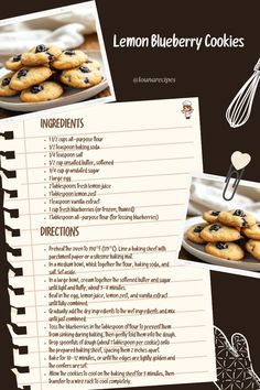 the recipe for lemon blueberry cookies is shown