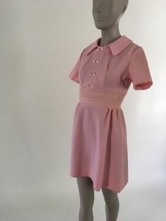 Vintage 1970's Pink Polyester Girl's Peasant Mini Dress, Size XS Daphne Scooby Doo Costume, Daphne Costume, Scalloped Dress, 1960s Fashion, Collar Dress, Pink Lace, Dress Clothes For Women, Cold Shoulder Dress, 1970s