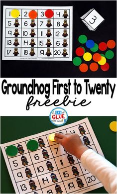 the groundhog first to twenty freebie game for toddlers is shown with an image of