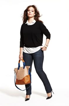 #plus #size Denim Bar, Neue Outfits, Elegante Casual, Ashley Graham, Jeans White, Lucky Brand Jeans