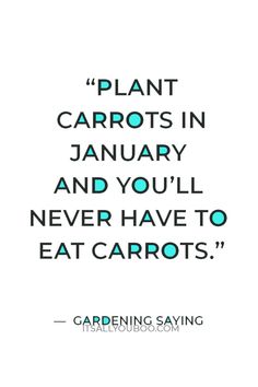 a quote that says plant carrots in january and you'll never have to eat carrots