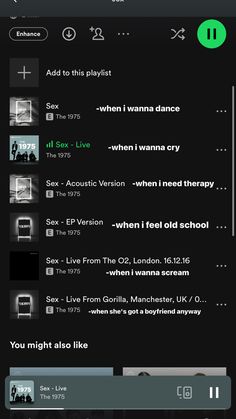 an iphone screen showing the music player's playlist, and other audio options