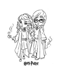 harry and hermi potters coloring pages for kids to color on their own walls