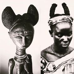 two african women wearing headdresses next to each other in black and white