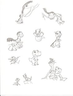 an image of cartoon characters drawn in pencil