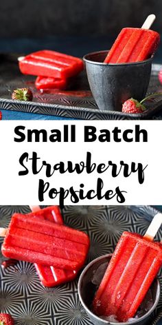 small batch strawberry popsicles on a plate