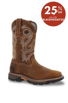 Georgia Boot-Carbo-Tec FLX Waterproof Western Work Boot - Men's Ideal for demanding work in wet conditions, the Carbo-Tec FLX western work boot from Georgia Boot will become your new best friend. This waterproof pair features a supportive AMP footbed and a dual-density EVA and rubber sole for added durability. Georgia Boots, Work Boots Men, Western Work, Work Boot, New Best Friend, Work Boots, Boots Men, Density, Bootie Boots