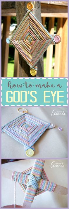 an image of god's eye ornament made out of yarn and buttons