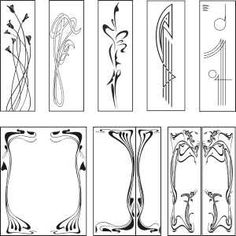 an image of different designs on the back of bookmarks with lines and flowers in them