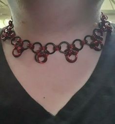 Black & Red Chainmail Metal Gothic Lace Choker Adjustable Black Chainmail Jewelry, Diy Jump Rings, Jump Ring Jewelry, Scale Mail, Chainmail Necklace, Gothic Lace, Lace Choker, Alternative Jewelry, Chain Mail