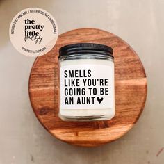 there is a jar with some words on it and an empty label next to it that says, smells like you're going to be an adult