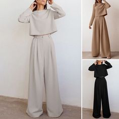 Lady Suits, Khaki Suit, Aesthetic Fit, Womens Palazzo Pants, Stage Manager, Costume Noir, Pants Y2k, Autumn Casual, Fashionista Clothes