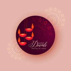 happy diwali festival with hanging candles