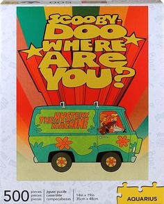 an advertisement for the television show scooby doo where are you?, featuring a van with cartoon characters on it