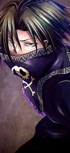 an anime character with black hair and purple eyes