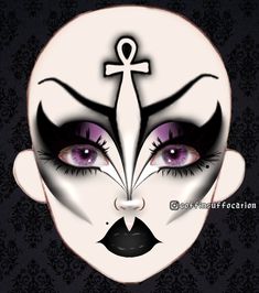 Purple Trad Goth Makeup, Goth Makeup Ideas Drawing, Trad Goth Makeup Template, Maquillage Goth