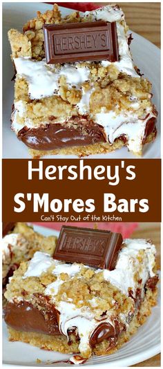 hershey s'mores bars on a white plate