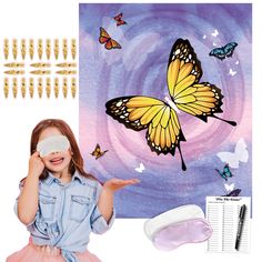 PRICES MAY VARY. This delightful set includes the classic "Pin The Tail on The Butterfly" game, promising hours of laughter, excitement, and creative fun for children of all ages. Perfect for butterfly-themed birthday parties, these games will elevate your decorations and party favors to new heights! You will receive - An cute poster (20.5 x 16.5 inches), 2 blindfolds, stickers for 24 guests, 6 adhesive tapes. Butterfly Birthday Decorations - Butterfly party games will be an absolute hit at your Karate Birthday Party, Butterfly Games, Butterfly Birthday Decorations, Butterfly Themed Birthday Party, Karate Birthday, Party Games For Kids, Pin The Tail, Games Christmas, Butterfly Party