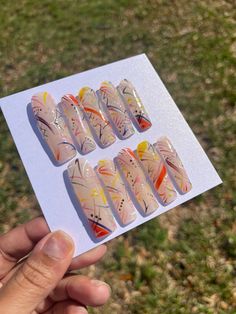 "That's So 90\"s Acrylic Press on Set A beautiful 90's inspired set that is sure to give you nostalgia!  Colors can be changed upon request." Acrylic Nails Long, 90s Nails, Nails Press, Acrylic Press On Nails, Acrylic Set, Fort Lauderdale Florida, Everyday Art, Cute Box, Nails Long