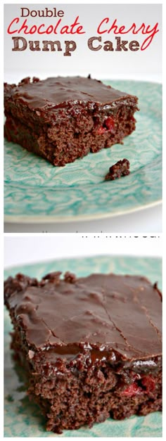 double chocolate cherry dump cake on a plate