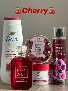 Cherry scent combo. How to smell like Cherry. Profumo Victoria Secret, Cherry Scent, Perfume Collection Fragrance, Basic Skin Care Routine, Bath And Body Works Perfume, Body Smells, Perfect Skin Care Routine